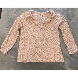 NWT Chelsea &Violet Top Baby Girl 24 Mo Tan Button Back Ruffle Collar LongSleeve